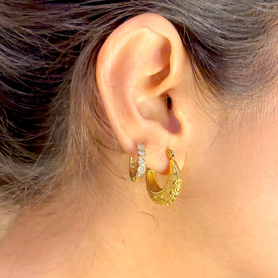 HEART ENGRAVED HOOPS