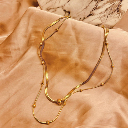 BEADED DUAL LAYERED NECKLACE
