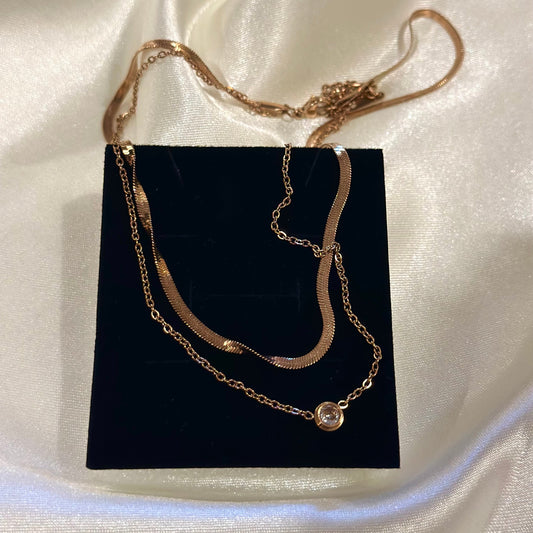 SOLITAIRE LAYERED NECKLACE